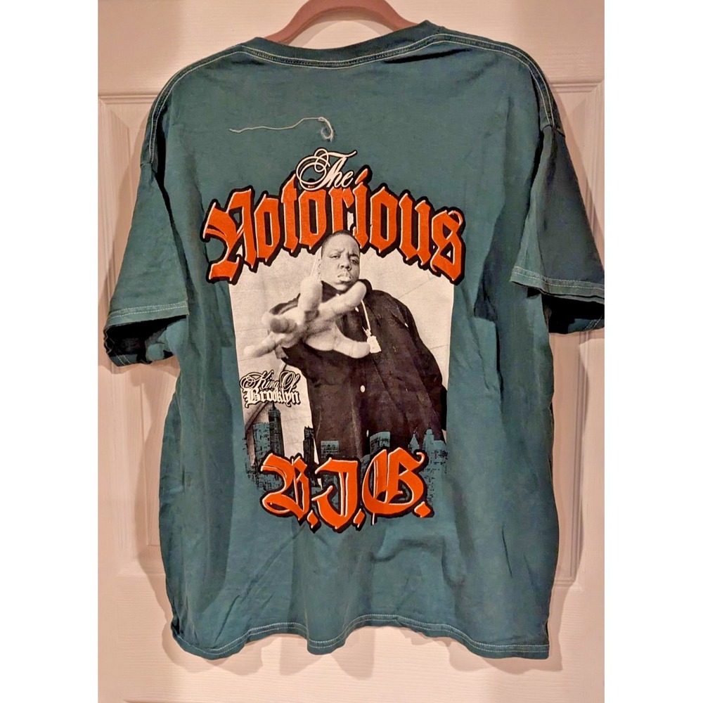 The Notorious BIG Biggie‎ Smalls Graphic T-Shirt XL Teal Brooklyn Mint Rap Tee